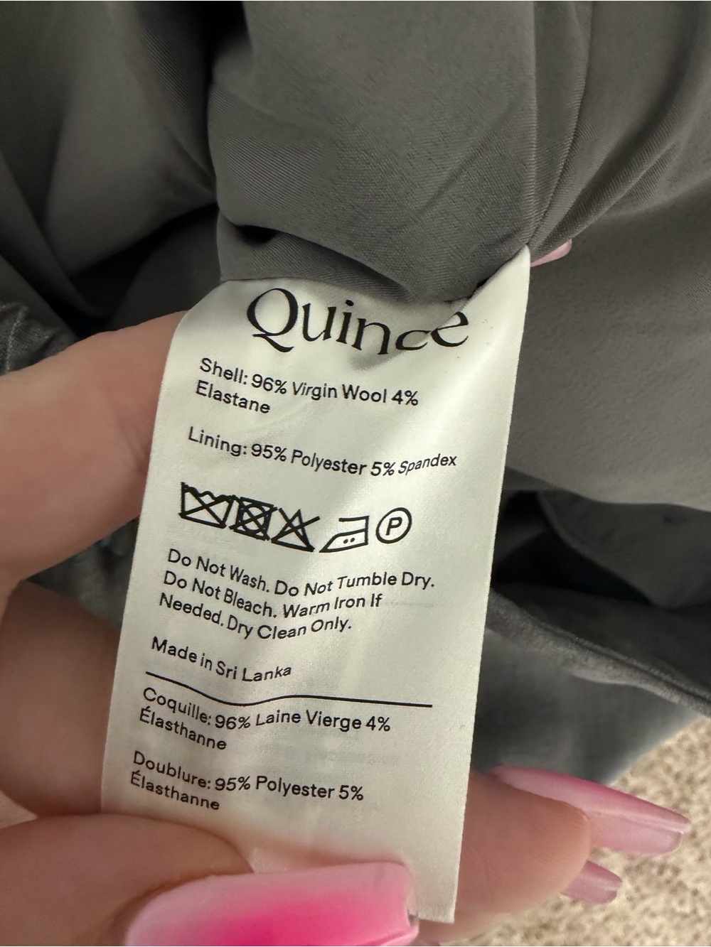 Quince Women’s Italian Virgin Wool Slim-Leg Ankle Pants in Melange Gray Size 8 - Picture 6 of 8
